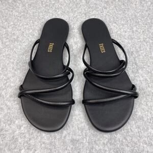 Tkees Black Sloane Strappy Slip On Leather Sandals Size 9